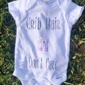 Crib hair don’t care baby onsie